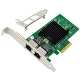 Dual-Port PCIe X4 Gigabit Network Card 1000M PCI Express Ethernet Adapter with Intel 82576 Two Ports LAN NIC Card for Support PXE SR-IOV for Windows/Windows Server/Linux/Freebsd/DOS with Low Profile