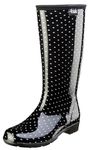 Sloggers Stride by Womens 14" Tall Boots (9, Polka Dot Black/White)