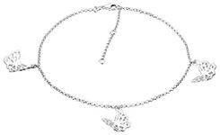 Nenalina anklet, 3 butterfly pendant, 925 sterling silver, adjustable length: 23 - 27 cm, 381011-000