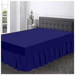 GC GAVENO CAVAILIA Non Iron Valance Sheet Double- Polycotton Fabric Frilly Bedding Sheets-Hotel Quality Elasticated Bed Skirt- Royal Blue