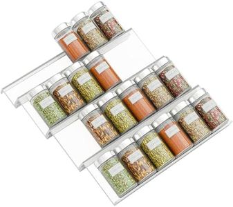 Clear Acrylic Spice Drawer Organizer, 4 Tiers 1 Set Slanted in Kitchen Spice Rack Tray for Drawer/Countertop Hold 28 Spice, Expandable From 9" to 18" Seasoning Jars Drawers Insert (Jars not Include)