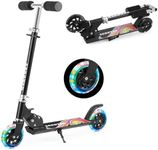 TENBOOM Scooter For Kids Ages 4-7 Boys Girls With Led Light Up Wheels, 2 Wheels Kick Scooter Micro Kids Scooter With Adjustable Handlebar Rear Brake for Kids Ages 3-10, Candy Black