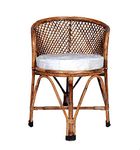 Cane Manufacturing Hub Wooden Bamboo Cane Dining Chair with Cushion | ArmRest Chairs for Home | Office | Balcony | Garden | Livingroom | Indoor & Outdoor Chair for Adults | Medium Size.