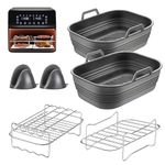 Elegancy Silicone Air Fryer Liner, Set of 6 Foldable Air Fryer Liners, Mitts & Racks 8.46inch Reusable Airfryer Baskets Silicone Liners, Accessories for Ninja AF400UK & Tower T17088 & AF500