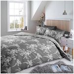 GC GAVENO CAVAILIA Luxurious Flannelette Duvet Cover Double, Soft & Cosy Brushed Cotton Bedding Sets, Grey