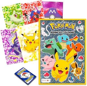 Pokemon Coloring Book for Kids, Teens - Bundle with Pokemon Advanced Coloring Book Plus Pokemon Cards for Boys | Pokemon Coloring Set