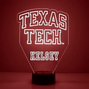 Mirror Magic Store College Logo LED Lamp/Night Light for Sports Fans - Personalize for Free (Texas Tech University - 3)