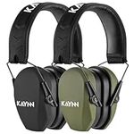 KAYNN 018 Ear Protection 2Pack Hearing Protection for Shooting Gun Range 27dB NRR Noise Cancelling Headphones Safety Ear Muffs for Shooting Hunting Mowing（Black+Green）