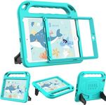 BMOUO Kids Case for iPad 9.7 2018/2017/iPad Air 2/1/Pro 9.7-Built-in Screen Protector Shockproof Handle Convertible Stand Case for iPad 9.7 Inch 2018 (6th Generation)/2017 (5th Generation),Turquoise