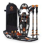 G2 21 Inches Light Weight Snowshoes for Women Men Youth, Set with Trekking Poles, Carrying Bag, Snow Baskets, Special EVA Padded One-Pull Binding, Heel Lift, Toe Box, Orange