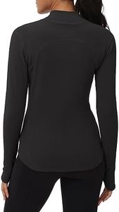 THE GYM PEOPLE Fleece Mock Turtleneck Pullover Base Layer Shirts Long Sleeve Workout Tops with Thumb Hole Black