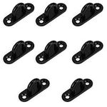 Belle Vous 8 Pack of Black M5 Stainless Steel Pad Eye Plate Hooks - Heavy Duty U-Shaped Wall/Ceiling Mount Rectangle Staple Hook 50 x 15mm - Holds up to 40kg - Hardware Ring Hooks for Hanging