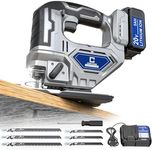 Cerycose Jigsaw Compatible With Dewalt 20v Max Battery, Cordless jig saw Brushless Motor, 0°- 45° Bevel Cuts, LED Light with 3 Position Orbital Setting (With 5Ah Battery & Charger Station Kit)