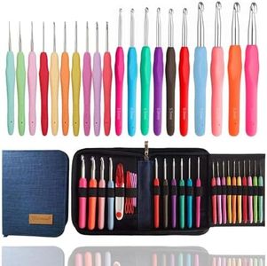 Yarniss 20 Sizes Crochet Hooks 0.5mm-10mm, Ergonomic Crochet Hooks Set with Case for Arthritic Hands