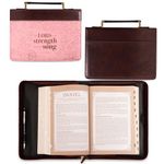 Christian Art Gifts Fashion Bible Cover My Strength and My Song Roses Psalm 118:14 Faux Leather, Pink, Large