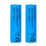 2 Packs 3.7V 2000mAh Button Top Rechargeable Batteries for Headlamp, LED Flashlight, Electronic Devices etc (Blue)