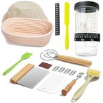 Boyun 10 Inch Oval Sourdough Starter Kit with Guide Book, Sourdough Starter Jar Set, Baking Tools Banneton Bread Proofing Basket with Bread Lame, Dough Scraper, Basket Cover for Bread Making