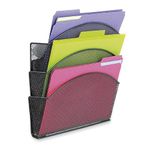 Safco Onyx Magnetic Mesh Triple Pocket File Organiser - Black