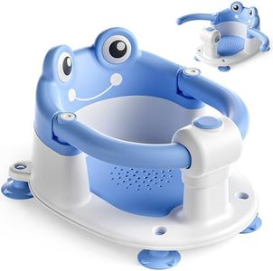 Baby Bath Seat for Babies 6 Months & Up - Toddler Bath Seats for Baby Sitting Up with 4 Suction Cups & Soft Cushion, Non-Slip Infants Shower Bathtub Chair for Newborn Boys, Blue