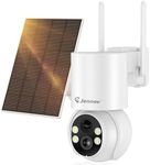 Jennov Solar Security Camera Outdoor Wireless, 2K 360° View Battery Powered WiFi CCTV Camera with Solar Panel, PIR Human Detection, Color Night Vision, Two Way Audio, Works with Alexa, IP66