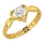 BEEZAL 14KT Heart Gold Rings with CZ Diamond for Women… (Gold Ring)