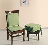 Swayam Pure Cotton Reversible Chair Set Pads with Loops (16'X16') Machine Washable 6 Pcs, Indoor Square Cushion Seat Or Chair Pads for Use for Office, Car, Home, Floor -Green