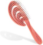 Ninabella Detangling Hair Brush for Women & Men - Does not Pull, Removes Tangles, Brushes for Straight, Curly & Wet Hair - Detangle Brush - Unique Wave Design Hairbrush, orange red