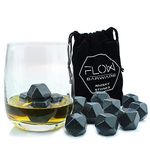 FLOW Barware Whiskey Stones | 9 Diamond Polished Whisky Stones | Whiskey Stone Idea as Gift for Dad | Keep Bourbon & Scotch Whiskey Chilled | Whiskey Stone with Storage Pouch