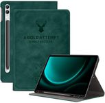 Robustrion Cover for Samsung Tab S10 Plus / S9 FE Plus / S9 Plus Case 12.4" Deer Flip Case with [S Pen Holder] for Samsung Galaxy Tab S10+/S9+/Tab S9 FE+ Tablet Cover [Auto Sleep/Wake] - Dark Green