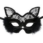 BengPro Venetian Masquerade Mask Luxury Sexy Black Cat Lace Mask for Fancy Dress Christmas Halloween Costume Party Girls Women