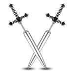 PunkTracker Hypoallergenic Surgical Steel Gothic Sword Earrings for Women Black Cubic Zirconia Punk Dagger Y2K Emo Earrings for Men
