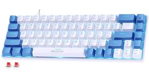 abucow 68-Key Mechanical Keyboard with Blue Backlight 60% Gaming Keyboard Light Blue-White Keycaps - Red Switches for a Premium Typing and Gaming Experience PC Mac(Light Blue-White)