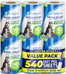 PetLovers Lint Roller Refills - 540 Sheets Extra Sticky Sheets for Pet Hair Lint Remover and Dog & Cat Hair Removal (6 Pack of Refills)