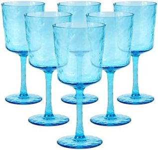 BAYSIDE Lulworth Acrylic Wine Glass, 360ml Set of 6 Blue Reuseable Shatterproof Drinking Glasses, Durable Home Décor, BPA Free, for Outdoor Use, Parties BBQ’s Poolside (6 Pack Wine Glasses)