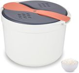 RUCUDIM Microwave Rice Cooker 2L Microwave Steamer Set Household Microwave Rice Steamer Non Stick Rice and Pasta Cooker High Temperature Resistant Steam Pot with Rice Scoop