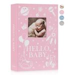 Lanpn Baby Photo Album 4x6 300 Pockets, Linen Newborn Bebe Ultrasound Photo Album with Memo Writing Area, Cover Photo Book, Picture Album for kids, Baby Girl Memory Book Keepsake for Baby Shower Pink