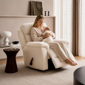 FLEXISPOT Souffle-Pro Swivel Rocker Recliner Chair with Nightlight, Power Nursery Glider Recliner with Massage & Heat, Adjustable Headrest, Oeko-TEX Fabric, Ideal for Nursery & Home Relaxation, Cream
