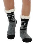 WYTartist Mens Slipper Socks with Grips Super Soft Warm Cozy Fuzzy Fleece-lined Winter Socks Home Socks (Black)