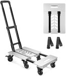 KEDSUM Aluminum Panel Folding Hand Truck Dolly, 90 & 135° Foldable Dolly Cart, 600lbs Heavy Duty Luggage Cart with 6 Wheels for Moving, Travel, Shopping Use