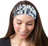 RiptGear Stretch Sport Headband for Women (Mosaic Black) — Made of Non-Slip Sweat Wicking Fabric — Great for Yoga, Running or The Gym — Soft Headband Fits Most Head Sizes — (1-Pack)