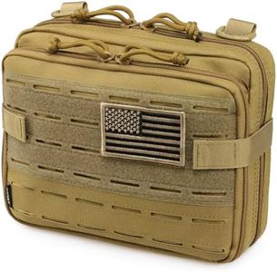 WYNEX Tactical Molle Admin Pouch of Laser Cut Design, Nylon Utility Pouches Molle Attachment Military Medical EMT Organizer with Map Pocket EDC EMT Pack IFAK Tool Holder Universal U.S.A Patch Included