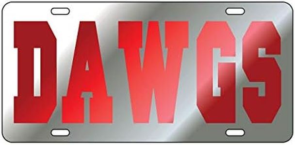 Sports Addiction Georgia Bullodgs Mirror Laser License Plate Tag Silver Background, Mirror Red - Dawgs