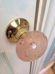 Beautiful Pair of Large Contemporary/Retro Round Pink Smooth Bubble Glass Brass Mortice Door Knobs/Handles PL