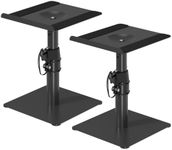 Suptek Free-Standing Speaker Stand Desktop Set, 9.6 x 8.8 inch Trays, Height Adjustment and Tilt, Universal Audio Holders for Computer and Bookshelf Speakers, Elevated Sound, 2 Pack, Black, SDM001T