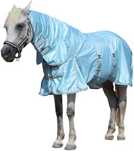 Gallopoff Summer Horse Fly Sheet with Detachable Neck & Belly Wrap, Breathable Fine Mesh Sweet Itch Protection for Stable & Pasture Turnout, Biting Defense & All-Day Comfort Shield Cyanblue 78"