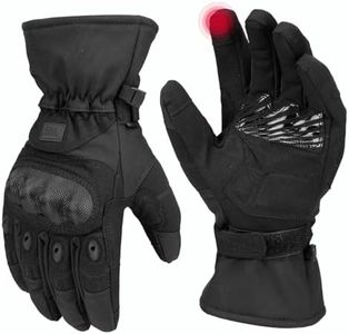 KEMIMOTO Tactical Gloves for Men, Winter Warm Motorcycle Gloves with Touchscreen Hard Shell & Palm Padding for Motorcycle Riding Tactical Airsoft Paintball Hunting Hiking Camping Climbing Black L