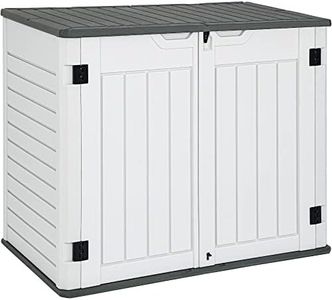 YITAHOME Outdoor Horizontal Storage Sheds w/o Shelf, 35 Cu Ft Lockable Resin Waterproof Shed, Ideal for Garden Tools, Easy to Assemble, Light Gray