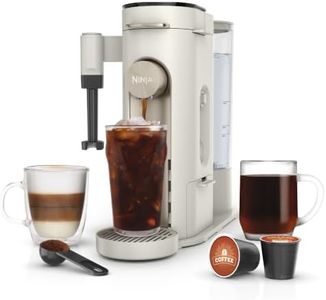 Ninja Pod and Grounds Coffee Maker, Amazon Exclusive Bone & Champagne | Brews, Compact Design, Built-in Milk Frother, 56 Ounces Reservoir, 6 Ounces Cup to 24 Ounces Mug Sizes, PB051WH1