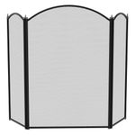 Fire Vida Selby 3 Panel Fire Screen Spark Fire Guard, Metal, Black