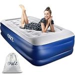 OWZ Single Air Mattress, Inflatable Air Bed Twin Size, 3 Mins Quick Self-Inflation Airbed with Electric Built in Pump, Raised Pillow & Structured Beam Air-Coil Technology, 74x39x18in, 550lbs